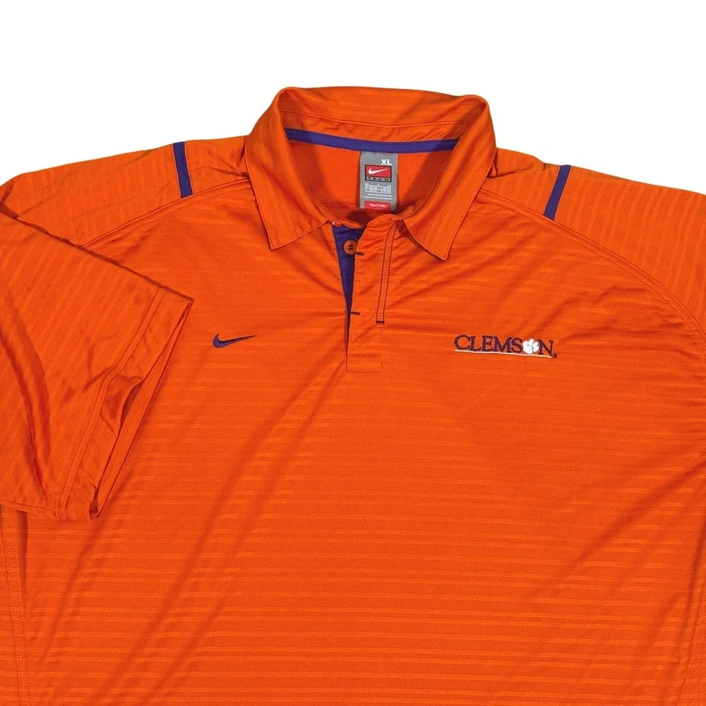 Clemson Tigers Nike Polo Shirt Men's XL‎ Orange Dri-Fit Team Golf Football NCAA